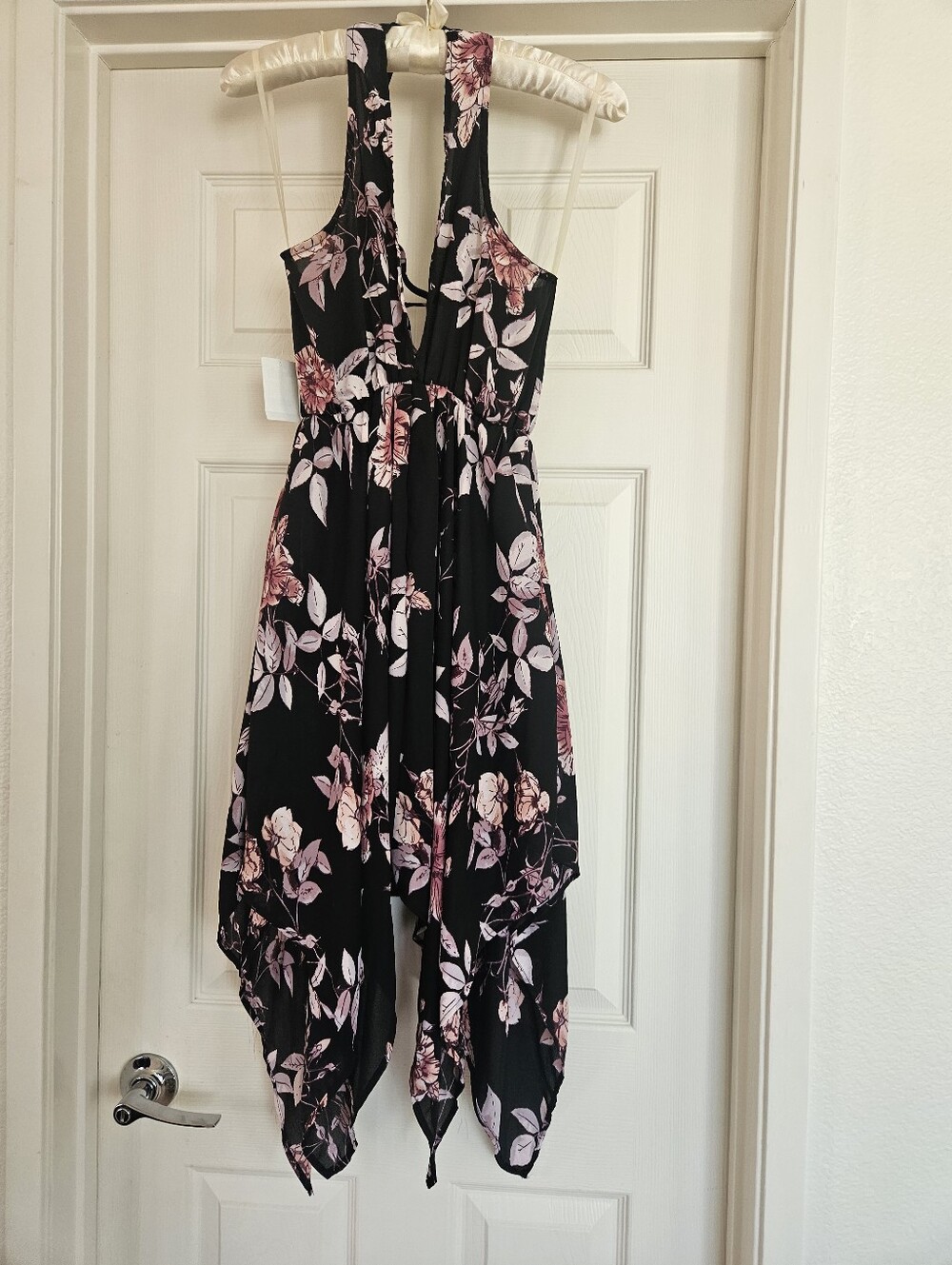 Charlotte Russe Black Dress with Pink Floral Print